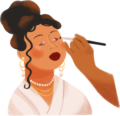 Soft Textured Hand Putting Eyeshadow on Bride with Brush