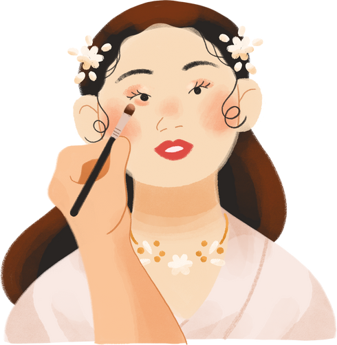Soft Textured Hand Putting Eyeshadow on Bride with Brush
